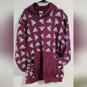 Adidas all over print 3XL  Burgundy Hoodie with White Accents